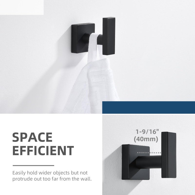 Angle Simple خطاف منشفة زاوية بسيطة للحمام، خطاف منشفة يد من الفولاذ المقاوم للصدأ للحوائط، أسود غير لامع - Image 5